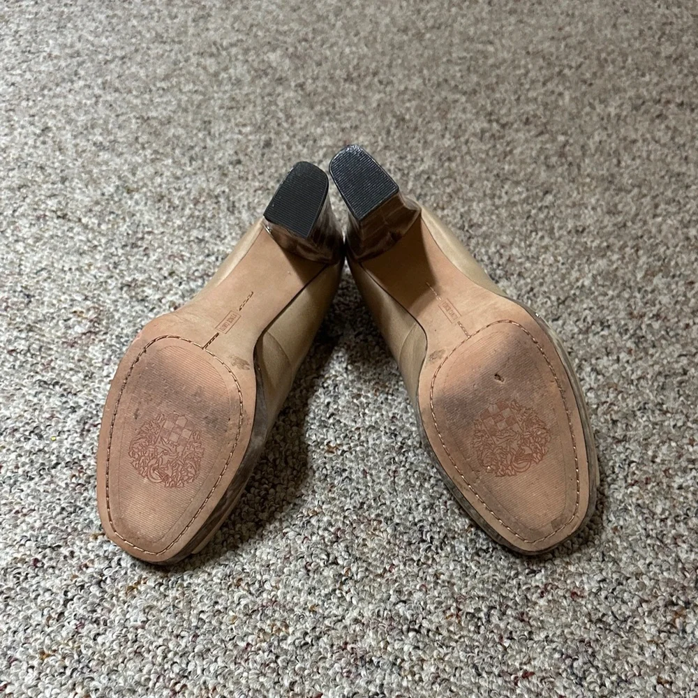 Vince Camuto Tan Peep-Toe Block Heels - Picture 6 of 8
